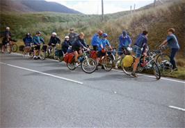 The group on the road below Pen-y-Pass youth hostel